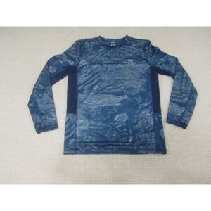 Realtree Shirt Adult Small Blue Fishing‎ Long Sleeve Mesh Spandex Crew Neck Mens